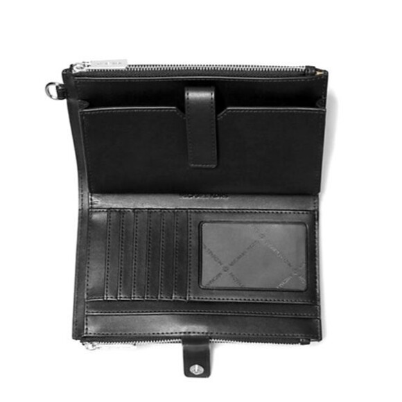 New Michael Kors Jet Set Large Ombré Signature Logo Wristlet Wallet Black Multi - Picture 2 of 2